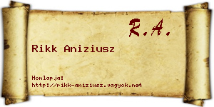 Rikk Aniziusz névjegykártya